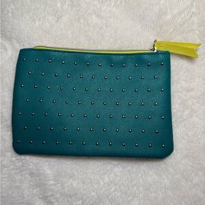 Teal Studded Makeup Pouch